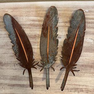 Rusty Patina Metal Feathers